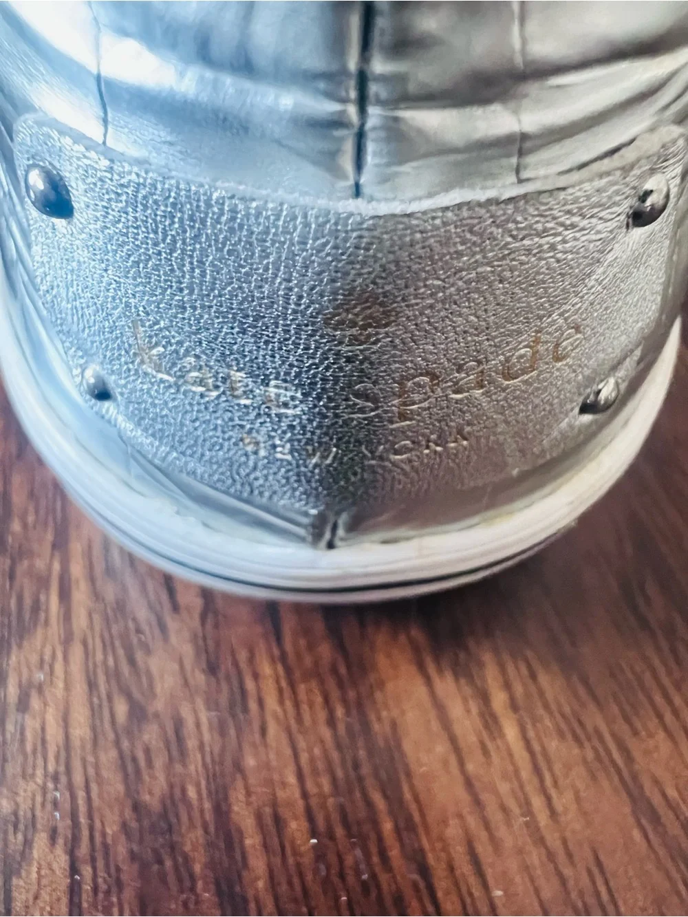 kate spade Silver Croc-Embossed Slip-On Flats